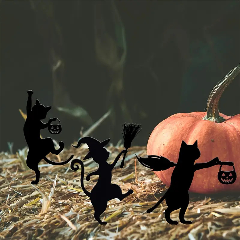 Geležiniai sodo stulpeliai gėlėms, 3 dalių komplektas, šiuolaikinis minimalistinis stilius, Helovyno dekoracija, ST001