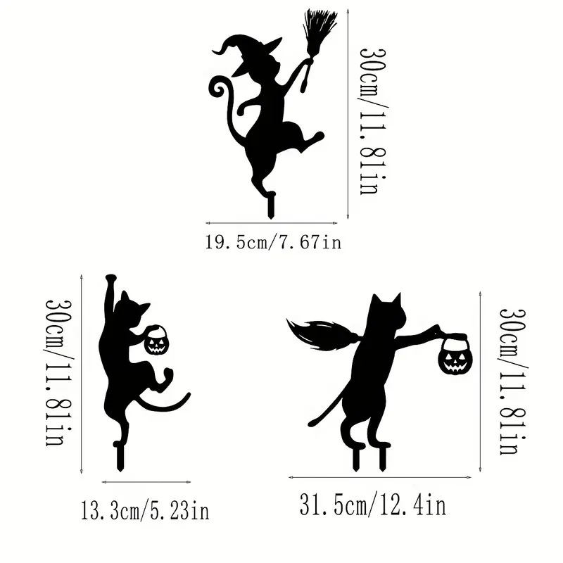 Geležiniai sodo stulpeliai gėlėms, 3 dalių komplektas, šiuolaikinis minimalistinis stilius, Helovyno dekoracija, ST001