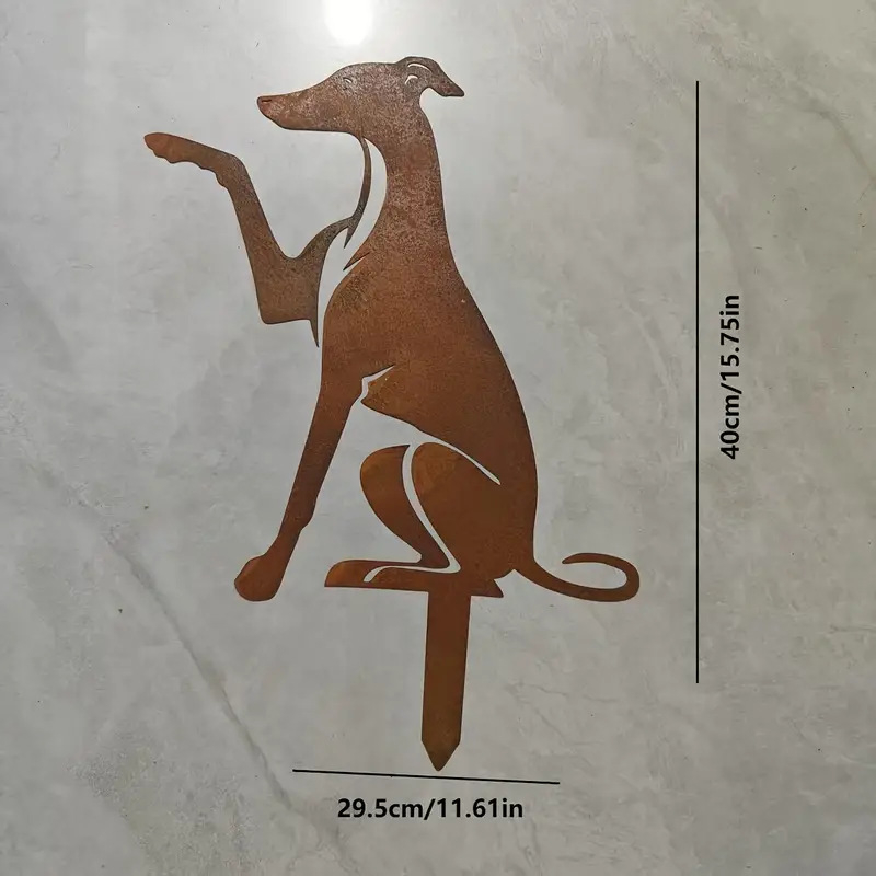 Geležinė šuns figūra sodo dekoracijai – šiuolaikinis minimalistinis stilius, ST001, tinka namams, sodui, biurui