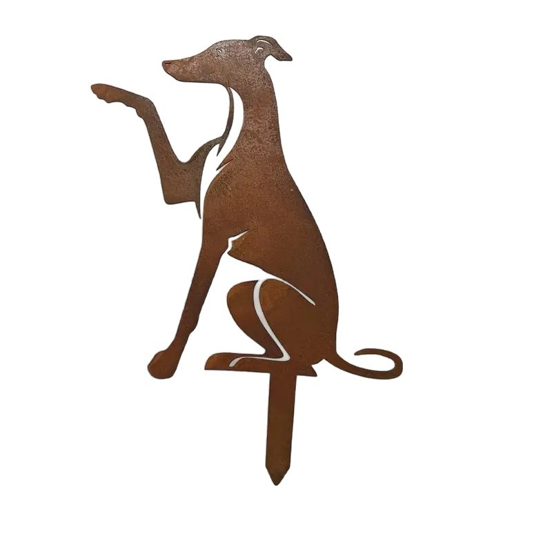 Geležinė šuns figūra sodo dekoracijai – šiuolaikinis minimalistinis stilius, ST001, tinka namams, sodui, biurui