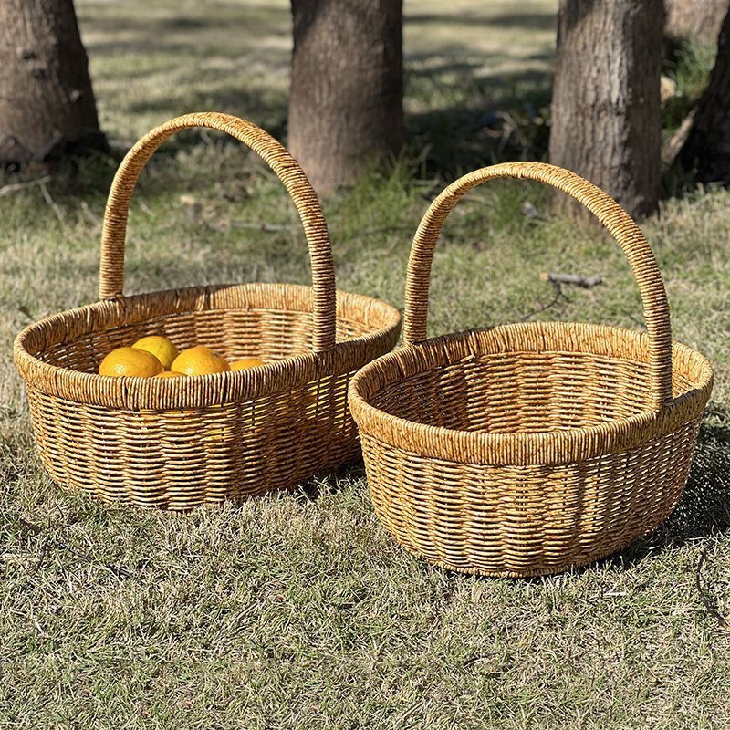 Κάλαθος από συνθετικό ράταν για αυγά και φρούτα, χειροποίητος, αγροτικό στυλ, μοντέλο F10#, πρώτη ποιότητα