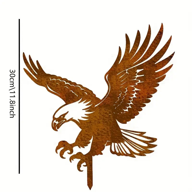 Sculptură metalică cu vultur pentru grădină, țăruș de sol — Model ST001, Stil Modern Minimalist; potrivit pentru casă, grădină, piață, birou