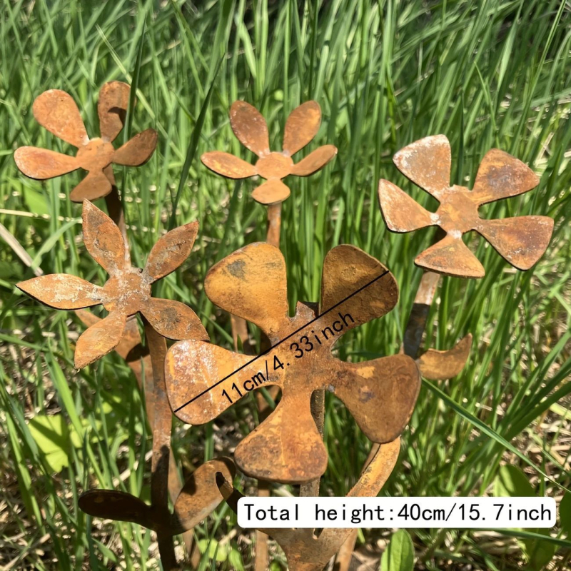 Suport metalic pentru flori - set de 5 piese - design original pentru artă de grădină în aer liber