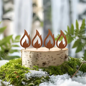 Σετ μεταλλικών στύλων κήπου με σχέδιο φλόγας – ST001 – από σίδηρο – Μοντέρνος μινιμαλιστικός σχεδιασμός – για οικία, κήπο, γραφείο