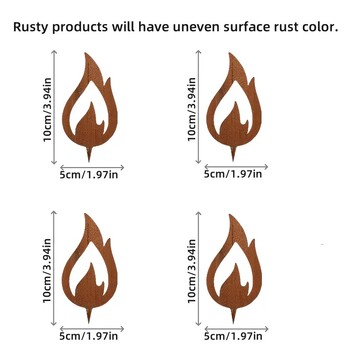 Σετ μεταλλικών στύλων κήπου με σχέδιο φλόγας – ST001 – από σίδηρο – Μοντέρνος μινιμαλιστικός σχεδιασμός – για οικία, κήπο, γραφείο