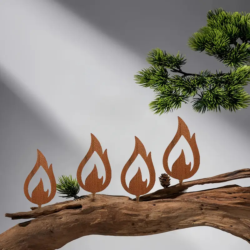 Sodo plieniniai stulpeliai su liepsnos dizainu – ST001 – iš plieno – šiuolaikinis minimalistinis stilius – namai, sodas, biuras