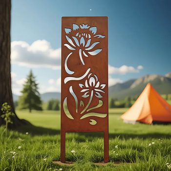 Σιδερένιο πάνελ με άνθη για φράγμα ανέμου – βάση εδάφους για κήπο και γκαζόν, μοντέρνο μινιμαλιστικό στυλ (ST001)