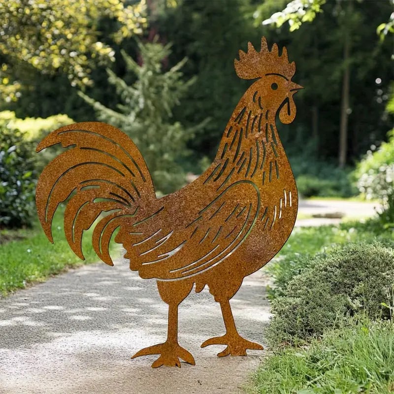 Suport de grădină cu cocoș (Material: Fier; Categoria: Suport decorativ metal pentru flori; Stil: Modern minimalist; Cod produs: ST001)