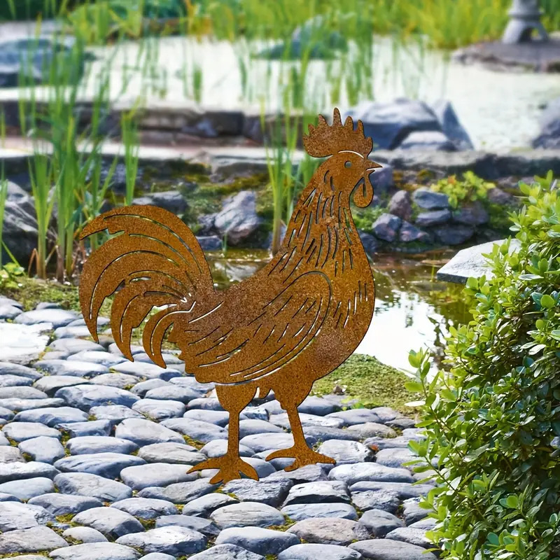 Suport de grădină cu cocoș (Material: Fier; Categoria: Suport decorativ metal pentru flori; Stil: Modern minimalist; Cod produs: ST001)