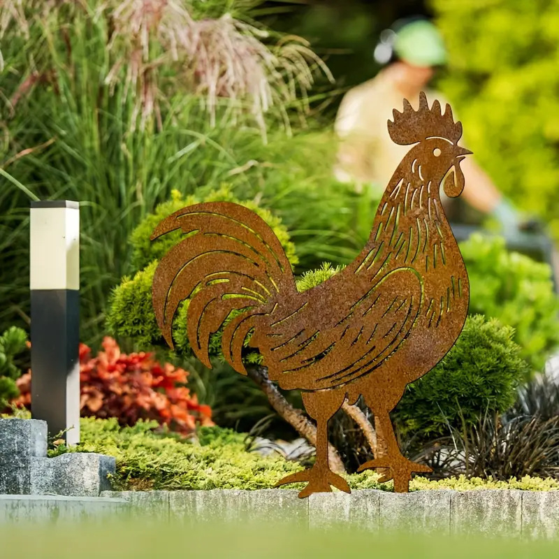 Suport de grădină cu cocoș (Material: Fier; Categoria: Suport decorativ metal pentru flori; Stil: Modern minimalist; Cod produs: ST001)