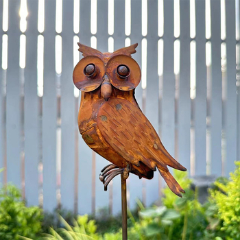 Āra dārza dekors: dzelzs pūce ar 3D reljefu un rūsas apdari, liešana, MATZ22