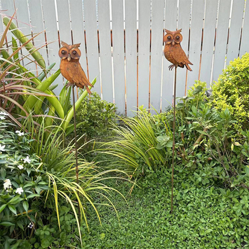Градинска украса за външни пространства: 3D ръждясал железен бухал, леене, MATZ22