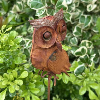 Градинска украса за външни пространства: 3D ръждясал железен бухал, леене, MATZ22