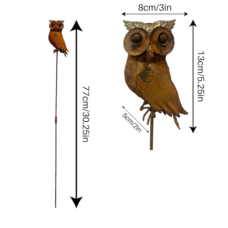 Āra dārza dekors: dzelzs pūce ar 3D reljefu un rūsas apdari, liešana, MATZ22