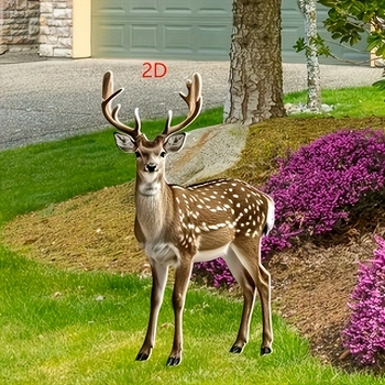 Statuie de grădină cu cerb – design 2D, acrilic, stil modern de artă, instalație pe sol, decor exterior