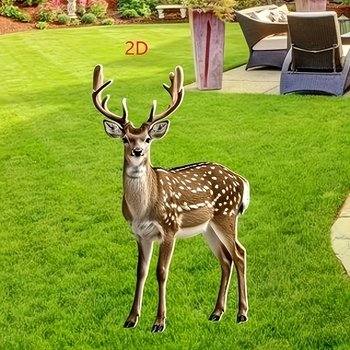 Άγαλμα κήπου ελάφι – 2D σχέδιο, ακρυλικό, μοντέρνο σχέδιο τέχνης, εγκατάσταση στο έδαφος, εξωτερική διακόσμηση