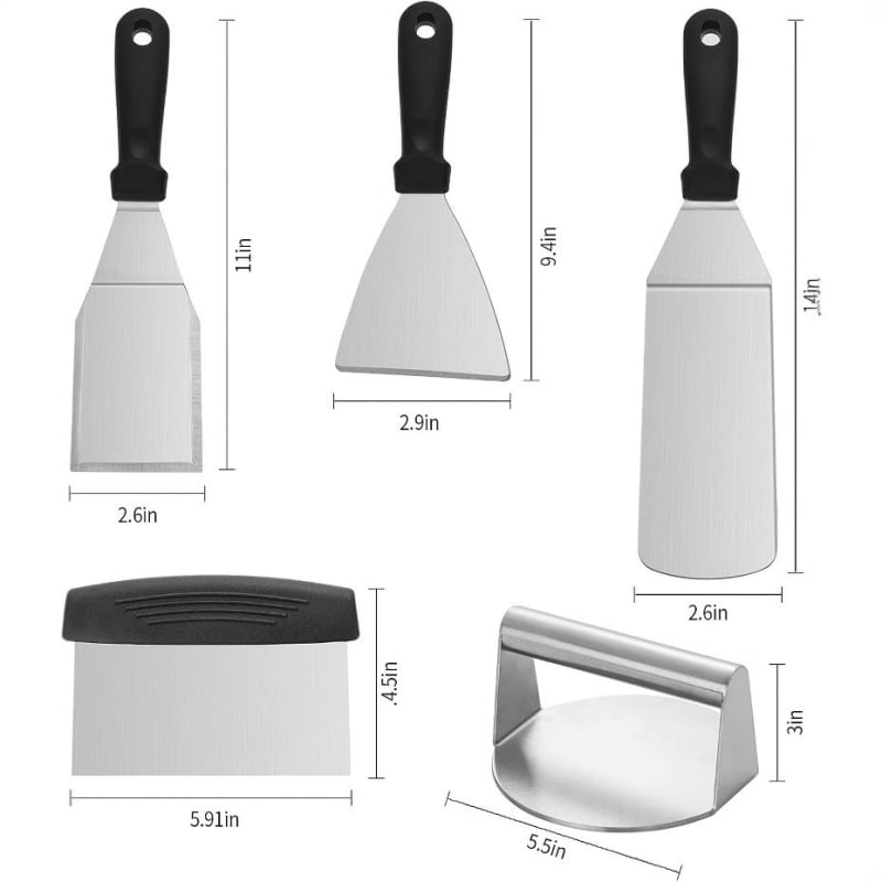 Σετ εργαλείων μπάρμπεκιου εξωτερικού χώρου από ανοξείδωτο ατσάλι με σπάτουλα – YUNQI, μοντέρνο μινιμαλιστικό στυλ, κωδικός προϊόντος 1002906296