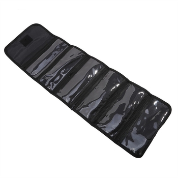 Oxford anyagú összecsukható tárca átlátszó cipzáros zsebbel, többkártyás rekesz és nyugta-tárolóval, uniszex