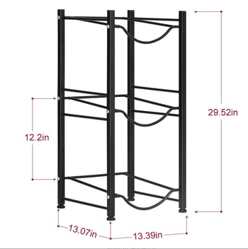 Ράφι νερού με τρεις κάδους, αποσπώμενο δοχείο πόσιμου νερού, κάθετος σχεδιασμός βάσης, χάλυβας άνθρακα, 3 επίπεδα, πολλαπλών χρήσεων