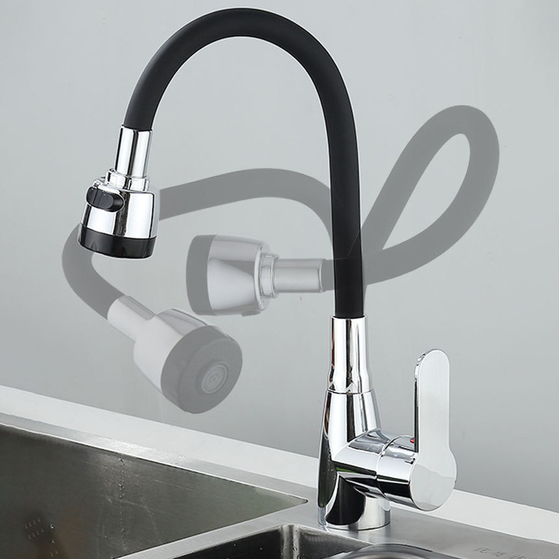 Virtuvės maišytuvas, pasukamas, dviejų į vieną teleskopinis purkštuvas, vienos rankenos maišytuvas, keramikinis vožtuvas, G1/2 jungtis