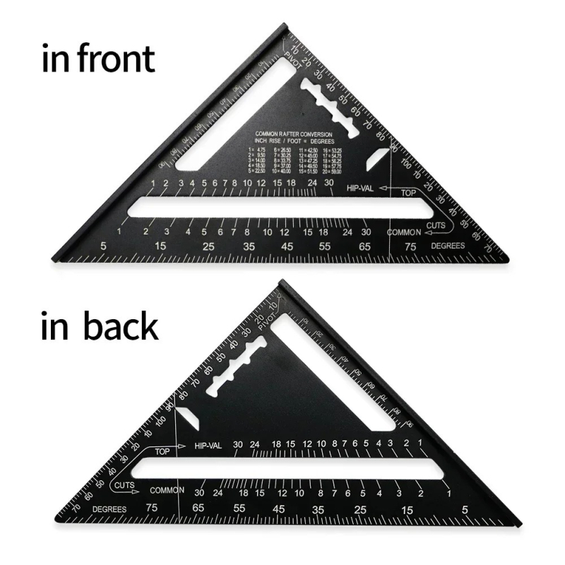 Αλουμινένιος τρίγωνος χάρακας για ξυλουργική, γωνία 90°, κράμα αλουμινίου