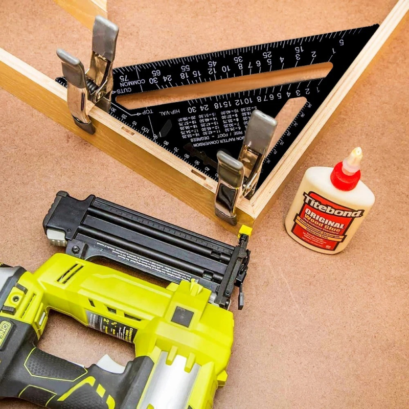 Αλουμινένιος τρίγωνος χάρακας για ξυλουργική, γωνία 90°, κράμα αλουμινίου