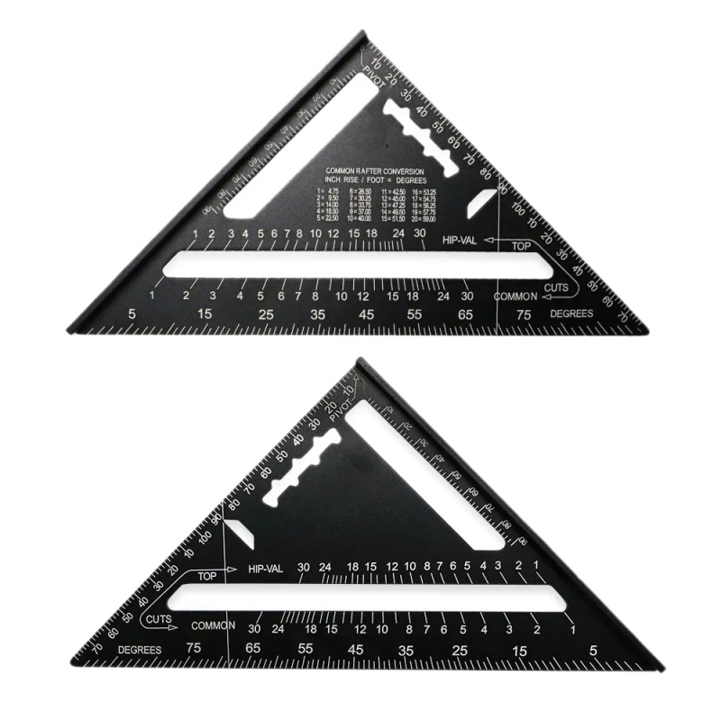 Αλουμινένιος τρίγωνος χάρακας για ξυλουργική, γωνία 90°, κράμα αλουμινίου