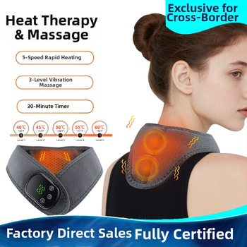Masaj pentru gât cu încălzire electrică – 5 niveluri de temperatură, 3 moduri de vibrație, temporizator de 30 de minute, baterie încorporată de 1800 mAh