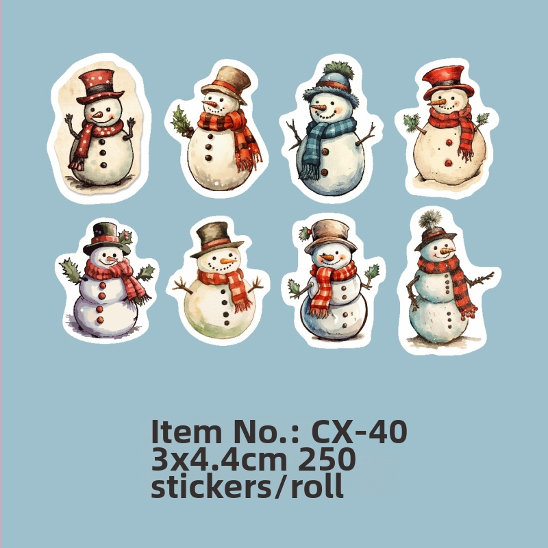 Shilon set de autocolante – 250 autocolante de Crăciun pictate manual, în stil desen animat, pe hârtie, pentru planificatoare și ambalare cadouri