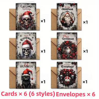 Κάρτες Ευχών – Γοτθικού στιλ χριστουγεννιάτικες με σχέδιο σκοτεινού Αγίου Βασίλη; Κωδικός προϊόντος C, χαρτόνι, εκτύπωση, vintage στιλ.