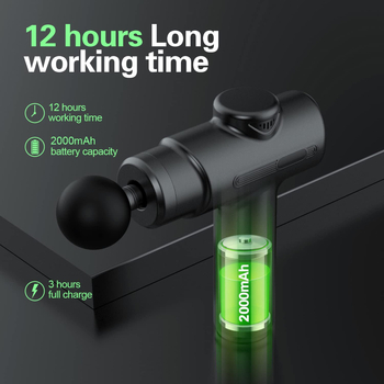 Мини масажор за фасциален масаж, четков мотор, 25W, 1800–3200 об/мин, 4 накрайника, вградена батерия (1–3 ч)