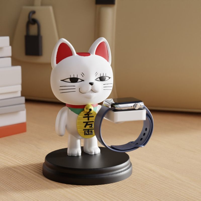 Βάση φόρτισης ρολογιού με γάτα-τυχερή, ρητίνη, συμβατή με Apple Watch και Huawei Watch, κινέζικού στυλ, επιτραπέζιος οργανωτής