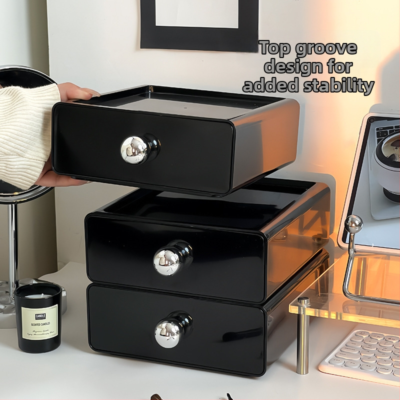 Akrylová kozmetická zásuvková skrinka – stolový organizér na kozmetiku, vhodný do obývačky a spálne, ľahký luxusný dizajn