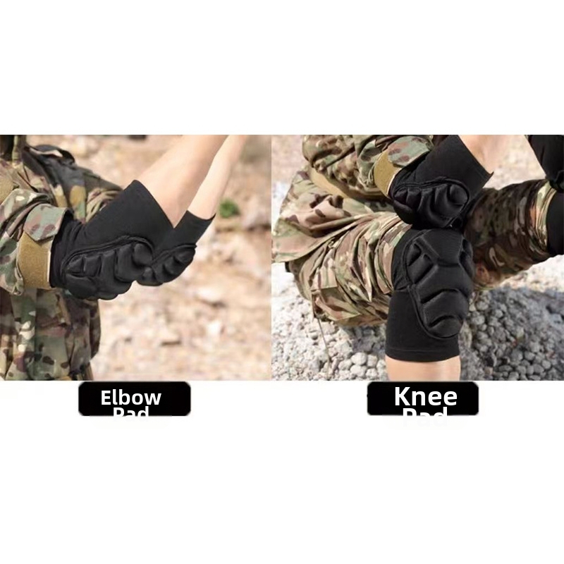 Kareiviškas treniruočių kelio ir alkūnių apsaugos komplektas — keturių dalių rinkinys, EVA putos ir medvilnės siūlas, suaugusiems