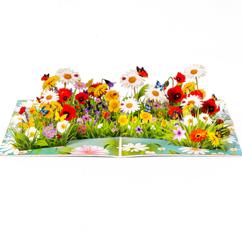 Ευχέτήρια κάρτα με 3D λουλούδια και πεταλούδα από χαρτί, μπουκέτο • Υλικό: Χαρτί • Τεχνική: Εκτύπωση • Στυλ: Λίγο φρέσκο • Κατηγορία: Ευχετήρια κάρτα