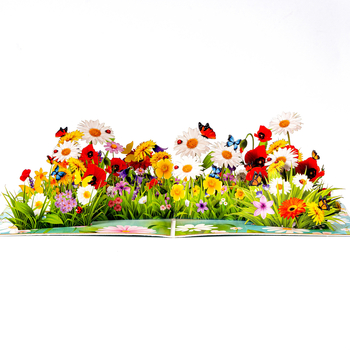 Ευχέτήρια κάρτα με 3D λουλούδια και πεταλούδα από χαρτί, μπουκέτο • Υλικό: Χαρτί • Τεχνική: Εκτύπωση • Στυλ: Λίγο φρέσκο • Κατηγορία: Ευχετήρια κάρτα