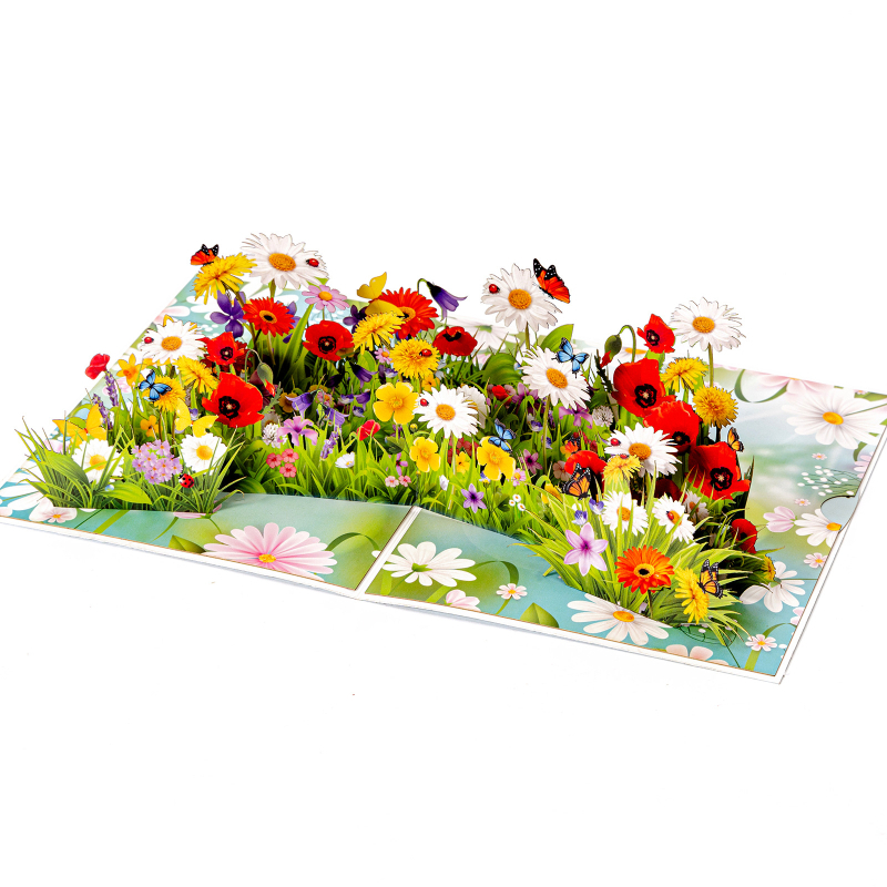 Ευχέτήρια κάρτα με 3D λουλούδια και πεταλούδα από χαρτί, μπουκέτο • Υλικό: Χαρτί • Τεχνική: Εκτύπωση • Στυλ: Λίγο φρέσκο • Κατηγορία: Ευχετήρια κάρτα