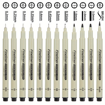 Комплект от 12 водоустойчиви черни писалки с тънък връх (модел jd601099925778614)