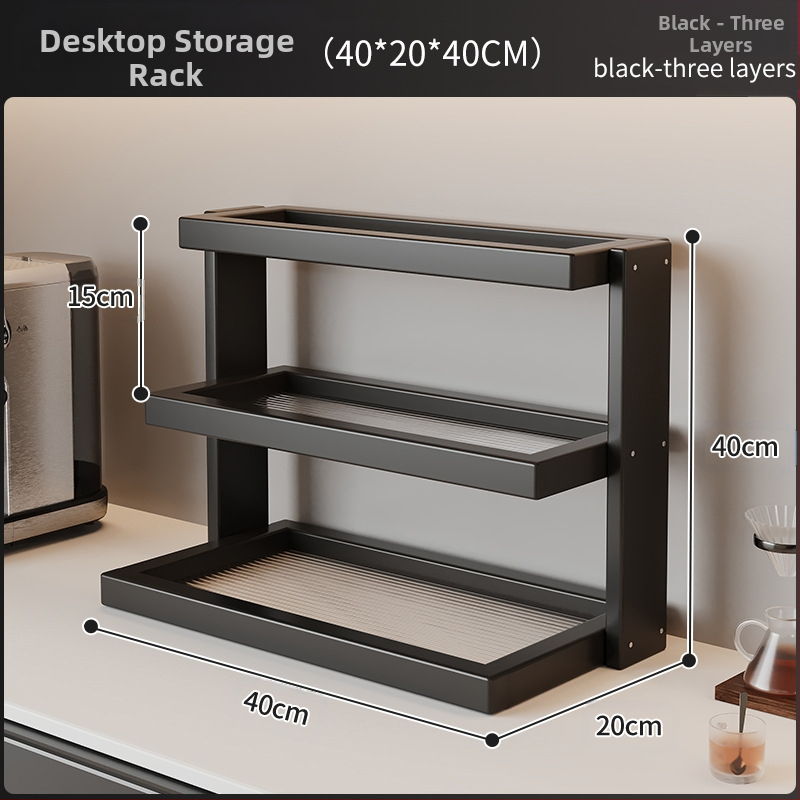 Raft de depozitare pentru cești și seturi de ceai – bambus, 3 niveluri, multifuncțional, montaj pe birou, potrivit pentru bucătărie, baie și sufragerie.