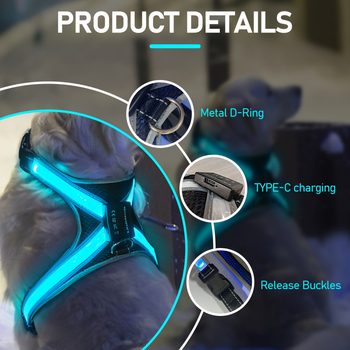 Γιλέκο σκύλου με επαναφορτιζόμενο φλας LED — πλαστικό υλικό, καθολική συμβατότητα