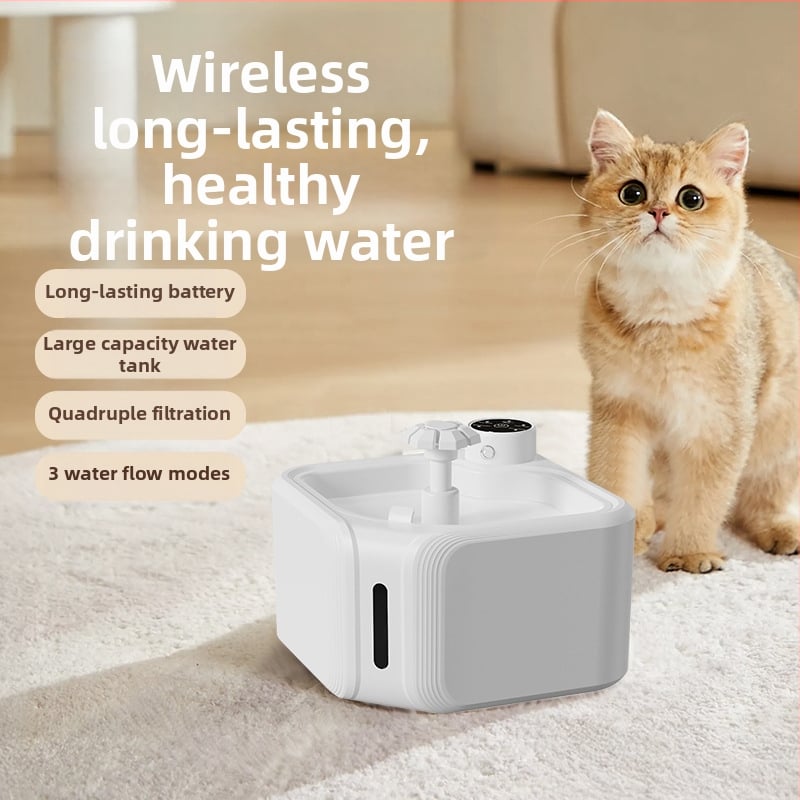 Ασύρματος φοντάν νερού για κατοικίδια — CW-02, Αισθητήρας κύκλου, Αποσπώμενος σχεδιασμός, Βάρος 896 g, Κατάλληλο για σκύλους και γάτες, Περιλαμβάνει φίλτρο