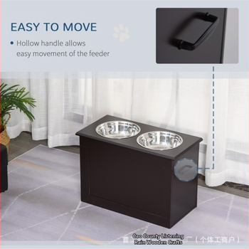 Ξύλινο μπολ φαγητού για γάτες και σκύλους – Tingyu, εξάρτημα ταΐσματος κατοικίδιων, υλικό: ξύλο, σχεδιασμός με ψηλά πόδια για στήριξη του λαιμού