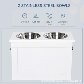 Ξύλινο μπολ φαγητού για γάτες και σκύλους – Tingyu, εξάρτημα ταΐσματος κατοικίδιων, υλικό: ξύλο, σχεδιασμός με ψηλά πόδια για στήριξη του λαιμού