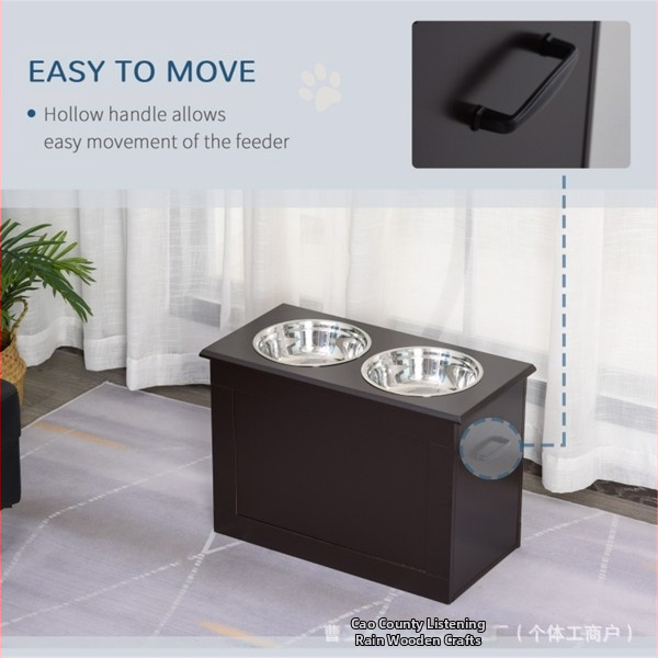 Drevené krmné zariadenie pre mačky a psy – Tingyu, príslušenstvo k krmení domácich miláčikov, materiál drevo, dizajn s vysokými nohami pre oporu krku