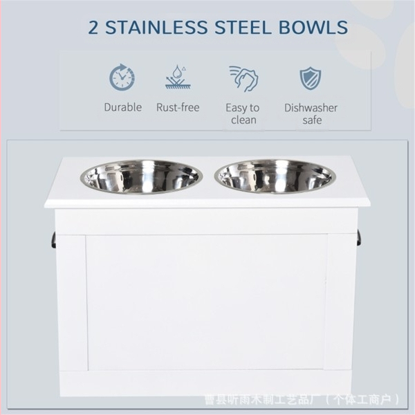 Drevené krmné zariadenie pre mačky a psy – Tingyu, príslušenstvo k krmení domácich miláčikov, materiál drevo, dizajn s vysokými nohami pre oporu krku