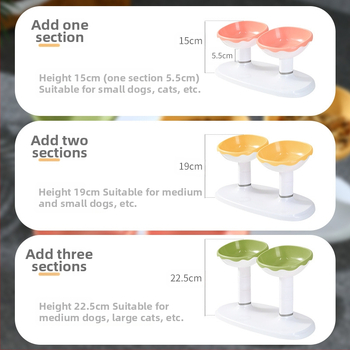 Ρυθμιζόμενο διπλό μπολ φαγητού και νερού για κατοικίδια γάτες με αυτόματη τροφοδοσία, υλικό PP+ABS