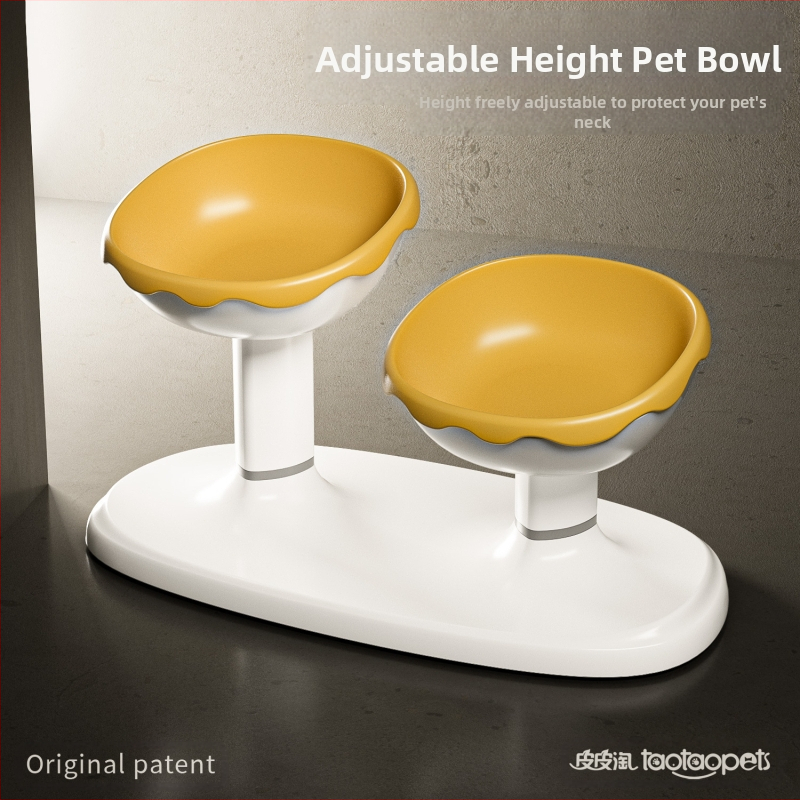 Vas dublu reglabil pentru hrană și apă pentru pisici, cu alimentare automată, material PP+ABS