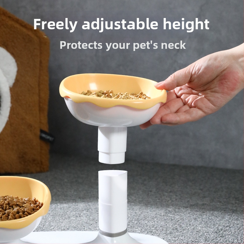 Regulovateľná dvojitá miska na kŕmenie a vodu pre mačky s automatickým kŕmením, materiál PP+ABS