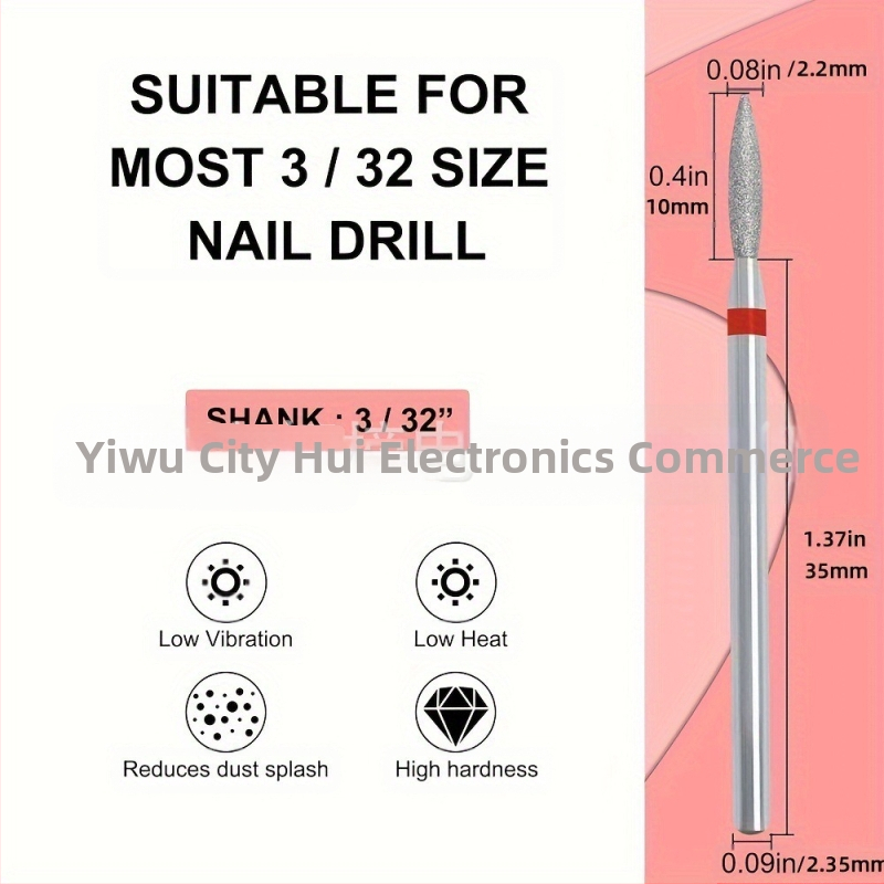 Diamantová brúsna hlava na nechty – sada 10 kusov, ruský štýl predspracovania