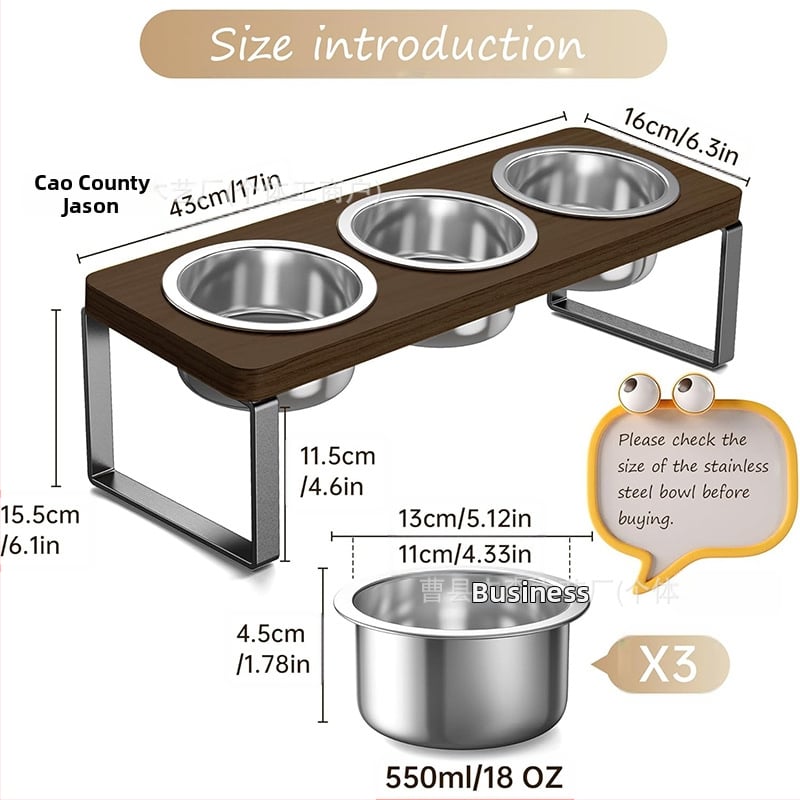 Suport din lemn pentru farfurie de pisici, înălțat, înclinare de 15° – anti-vărsături, pentru pisici